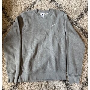 Nike Sportswear Club Fleece Crewneck Sweatshirt Grey Small Embroidered Swoosh